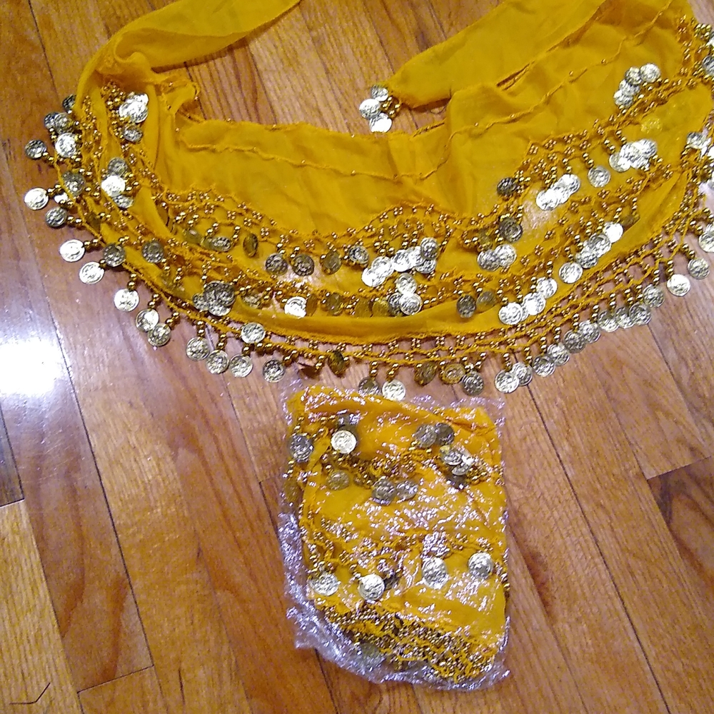Yellow and gold hip scarf